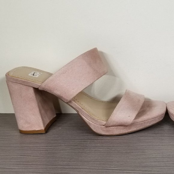 BP. Karly Platform Block Heel Slide Sandal, Light Pink Suede, Womens Size 6 M - Picture 7 of 12